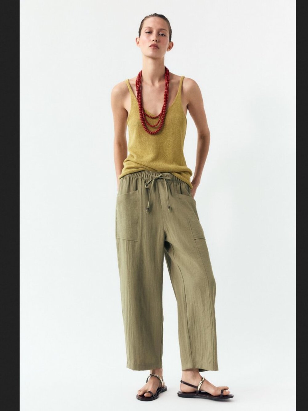 Zara Rustic Elastic Waist Pants - Sm